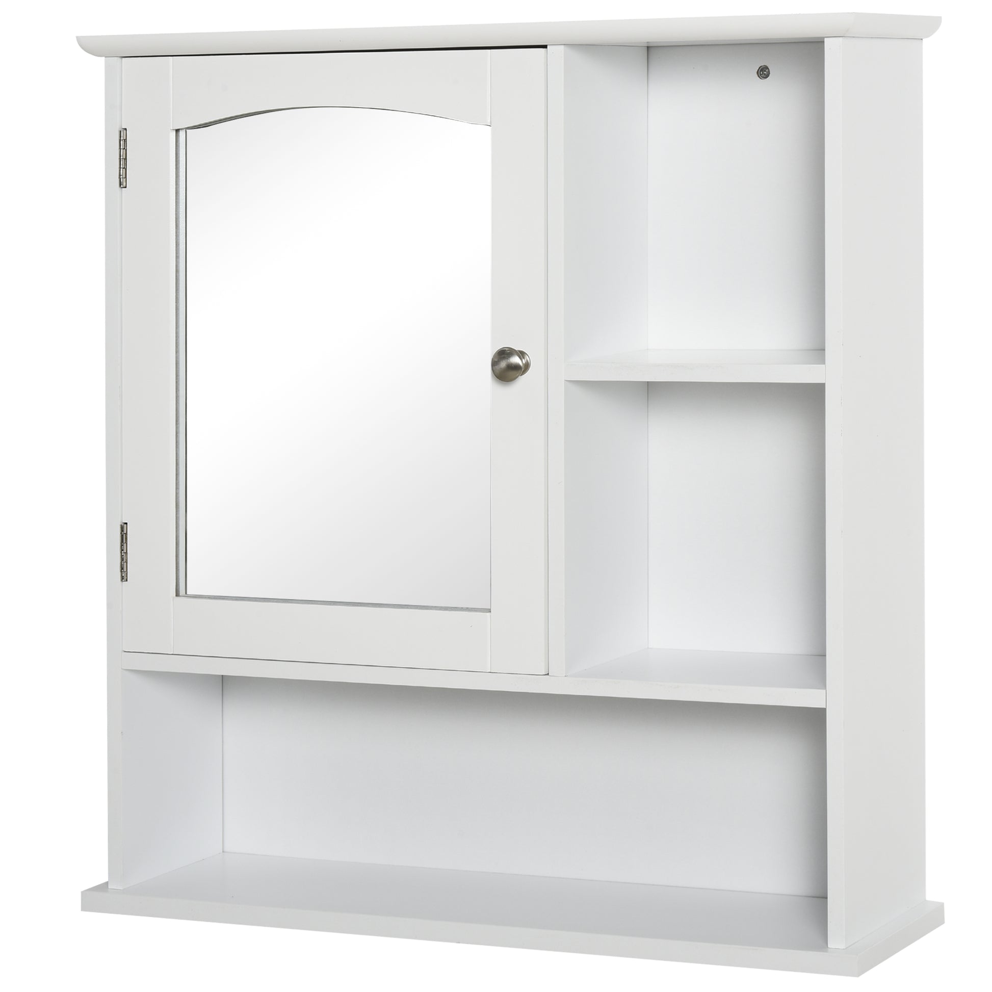 Photo of kleankin Bathroom Cabinet, Wall Mount Storage Organizer with Mirror, Adjustable Shelf for Bathroom, Kitchen, Bedroom, White in White colour on a white background