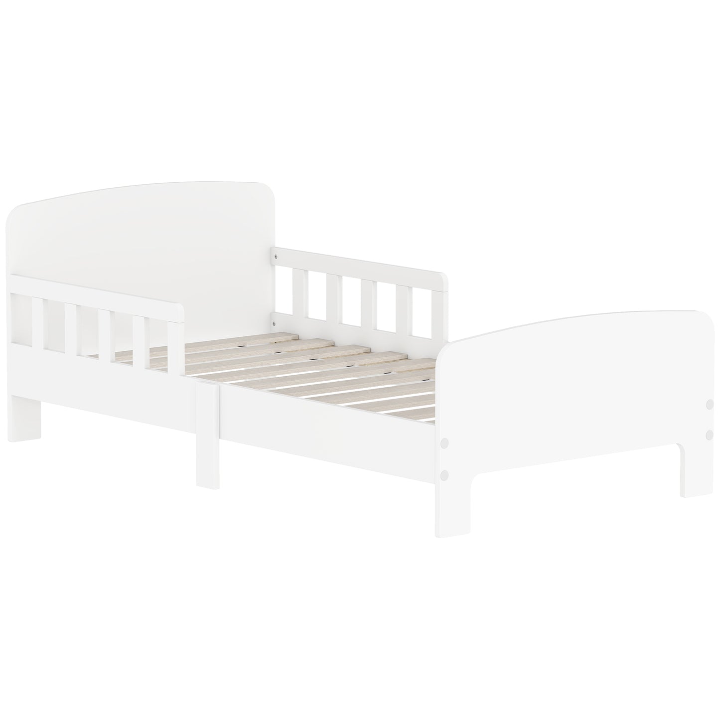 Photo of AIYAPLAY Toddler Bed, Kids Bed Frame with Safety Side Rails, Kids Bedroom Furniture for Ages 3-8 Years, White in White colour on a white background