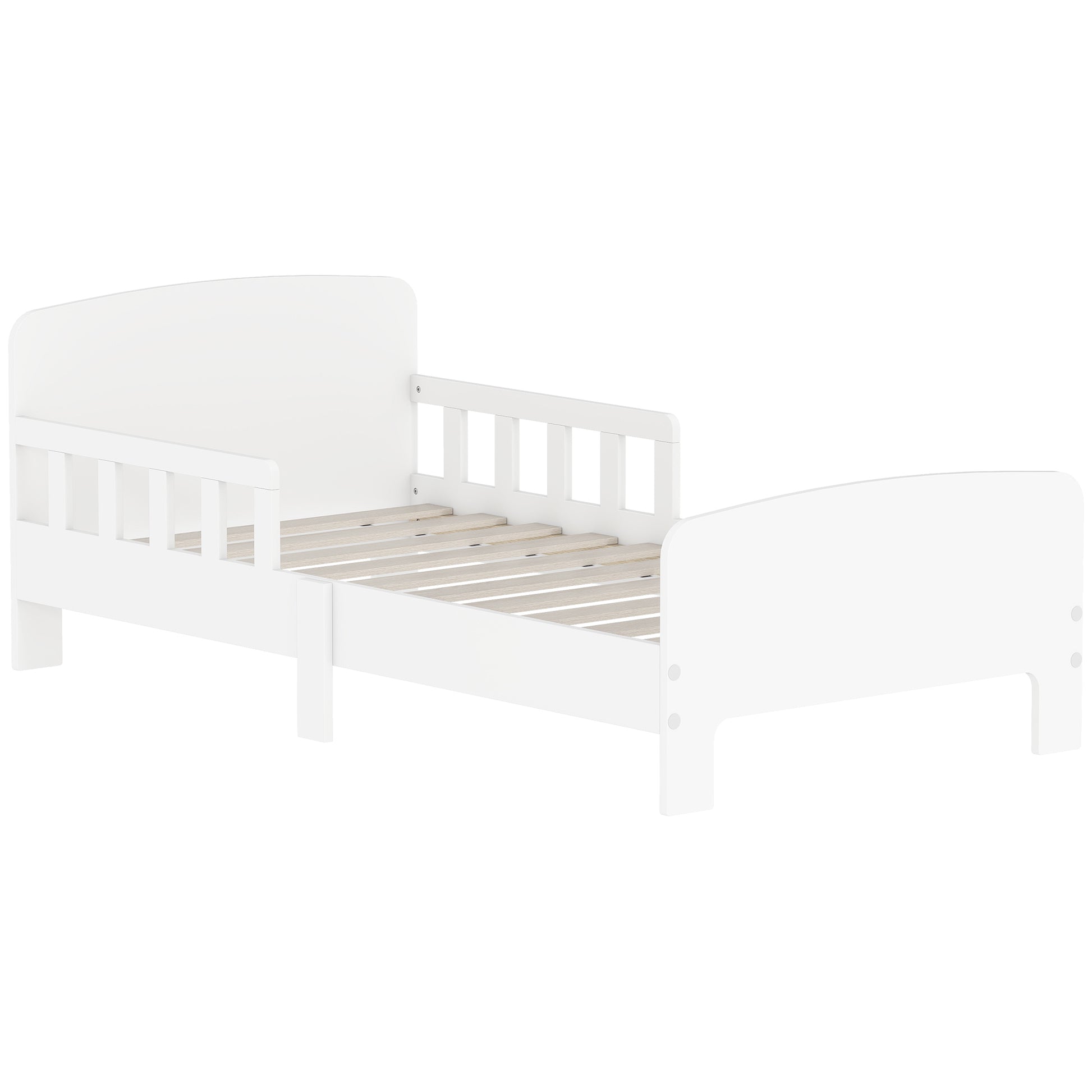 Photo of AIYAPLAY Toddler Bed, Kids Bed Frame with Safety Side Rails, Kids Bedroom Furniture for Ages 3-8 Years, White in White colour on a white background