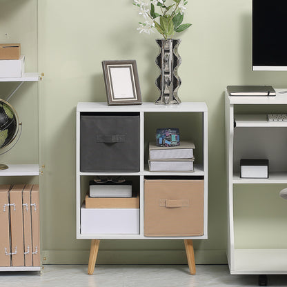 HOMCOM white four-cube storage cabinet with two drawers and two open shelves