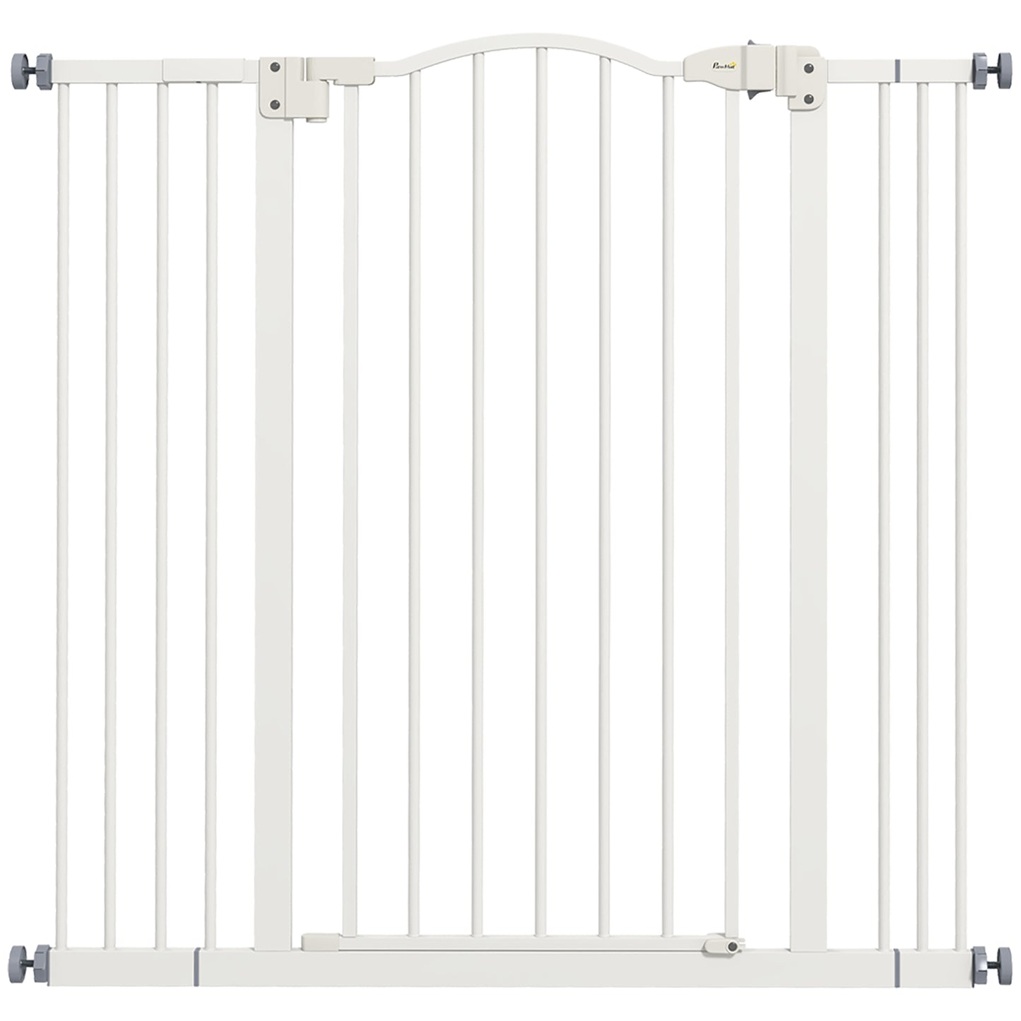 Photo of PawHut Pressure Fit Dog Stair Gate No Drilling Safety Gate Auto Close for Doorways, Hallways, 74-100cm Adjustable, 94cm Tall, White in White colour on a white background