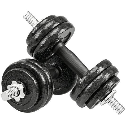 Photo of SPORTNOW 2-in-1 Adjustable Dumbbells Set, 30kg Cast Iron Weights Dumbbells Set with Non-Slip Grip for Strength Training, Weight Lifting, Bodybuilding, Home Gym Workout Equipment for Men & Women in Women colour on a white background