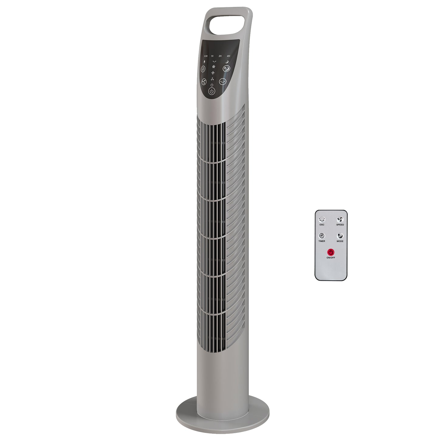 Photo of HOMCOM Tower Fan Oscillating 3 Speeds 3 Winds 40W w/ RC Timer Quiet - Grey in Grey colour on a white background