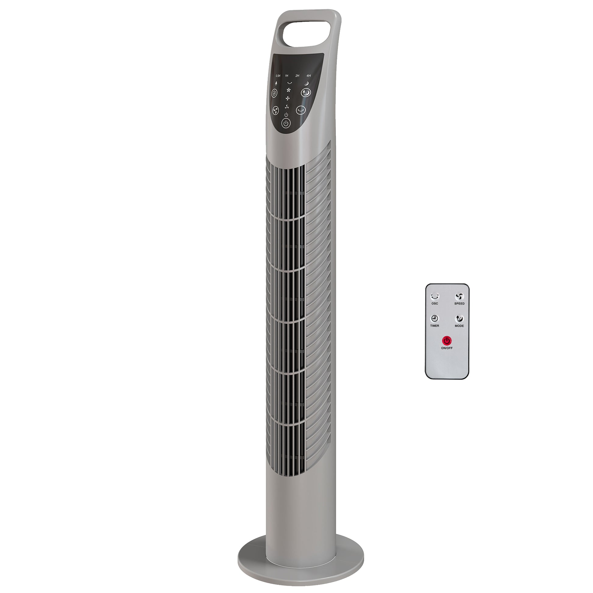 Photo of HOMCOM Tower Fan Oscillating 3 Speeds 3 Winds 40W w/ RC Timer Quiet - Grey in Grey colour on a white background