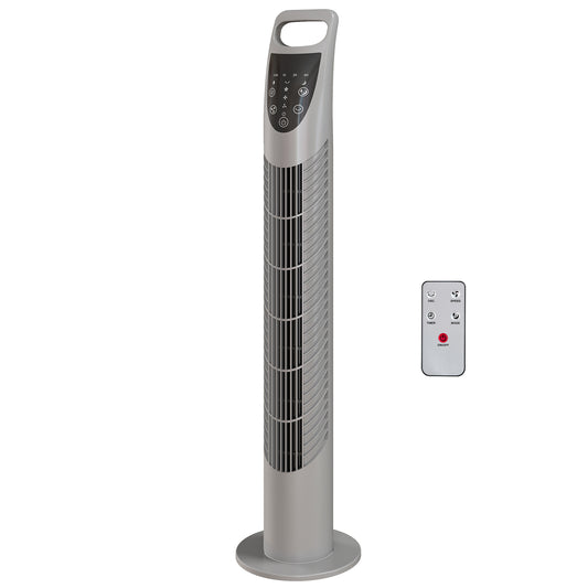 Photo of HOMCOM Tower Fan Oscillating 3 Speeds 3 Winds 40W w/ RC Timer Quiet - Grey in Grey colour on a white background