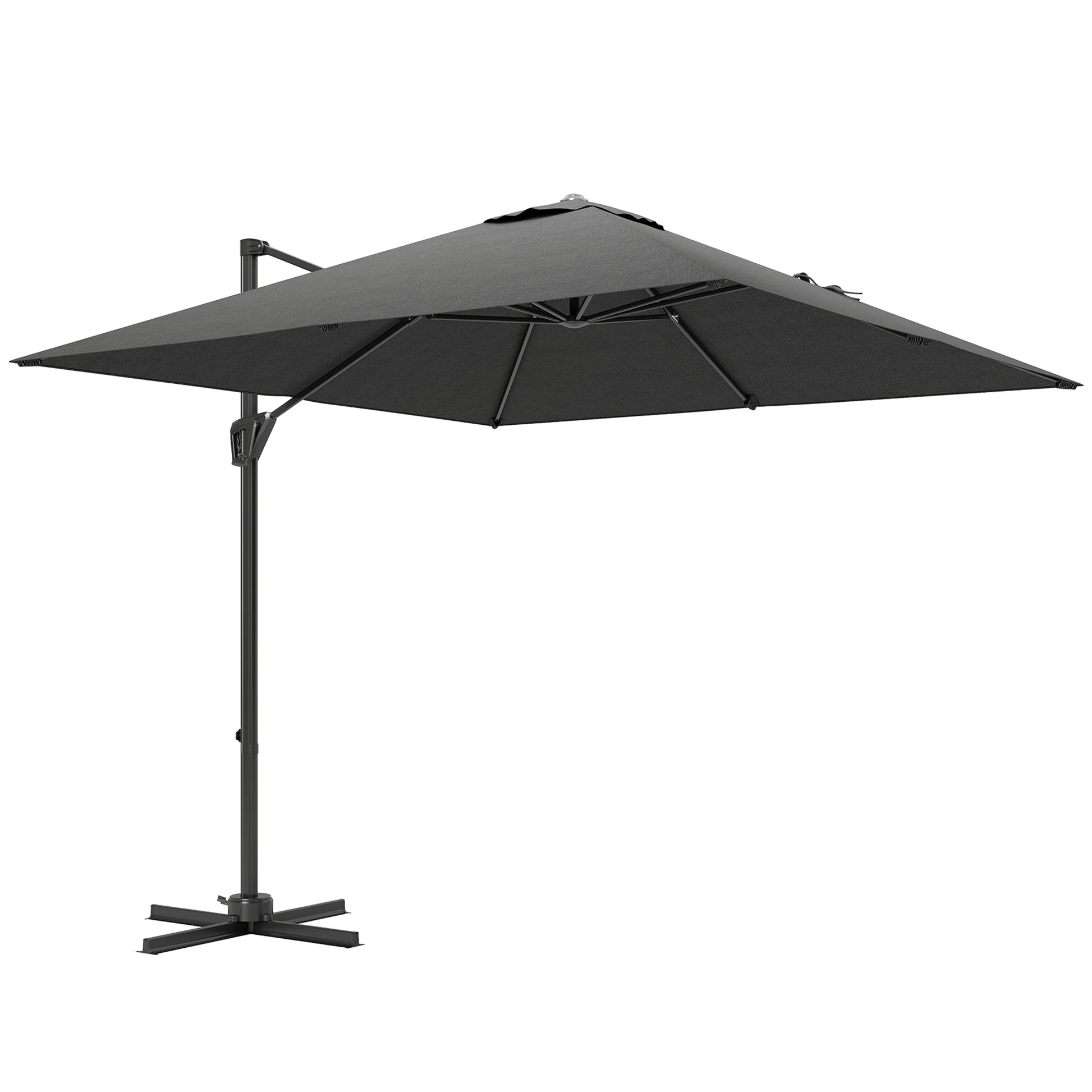 Photo of Outsunny Patio Offset Parasol Umbrella - Dark Grey in Grey colour on a white background