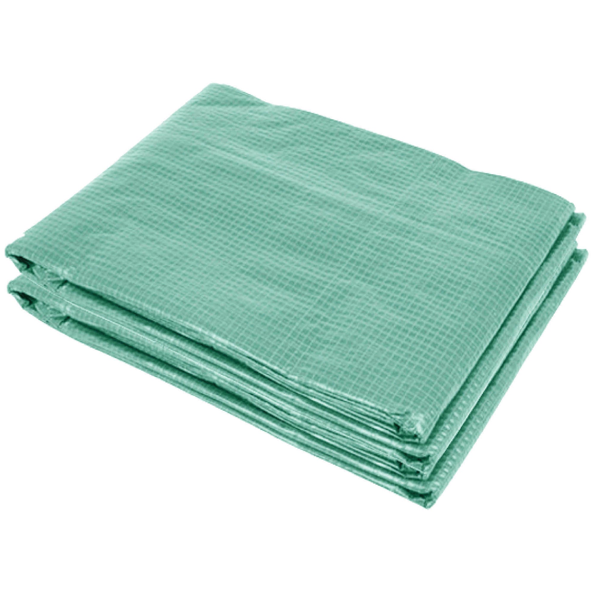 Photo of Outsunny 3 x 2 x 2m Greenhouse Replacement Cover ONLY Winter Garden Plant PE Cover for Tunnel Walk-in Greenhouse with Roll-up Windows Door Outdoor, Green in Green colour on a white background