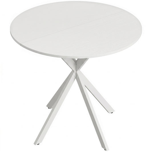 Photo of HOMCOM 80cm Industrial Round Dining Table - White in White colour on a white background