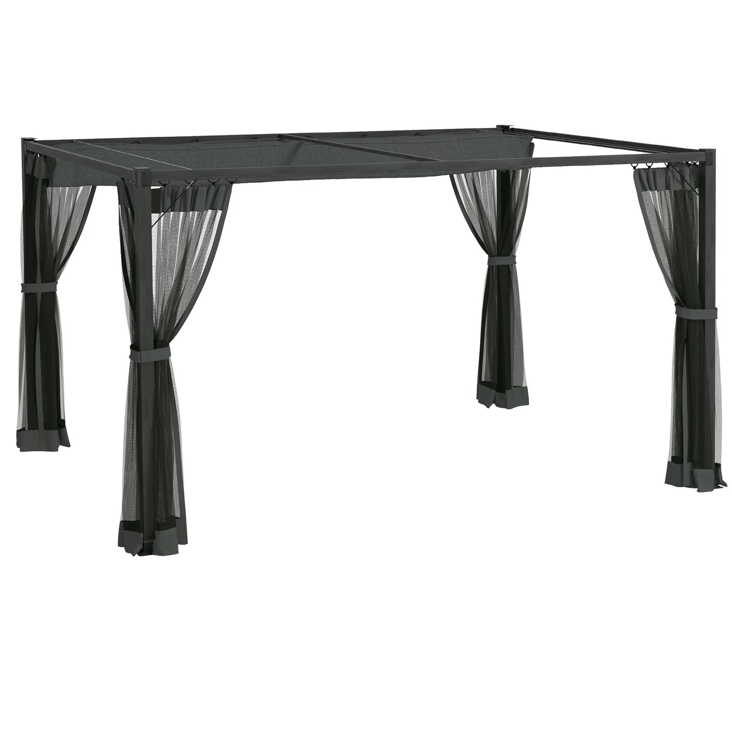 Photo of Outsunny 3 x 4m Aluminium Frame Pergola, with Retractable Roof - Dark Grey in Grey colour on a white background