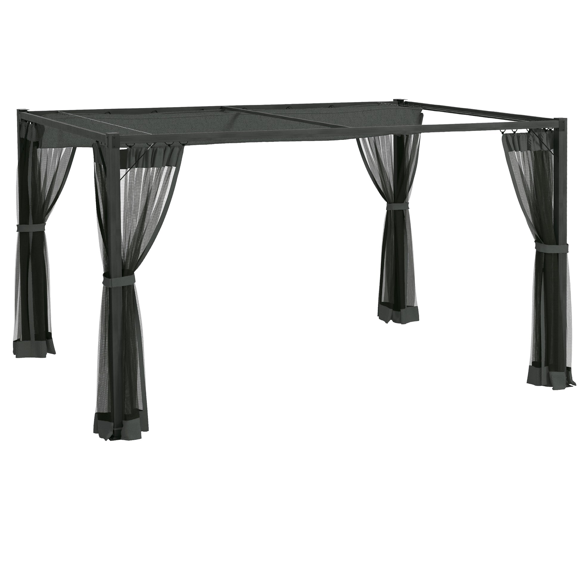 Photo of Outsunny 3 x 4m Aluminium Frame Pergola, with Retractable Roof - Dark Grey in Grey colour on a white background