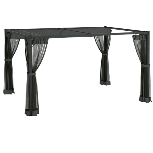 Photo of Outsunny 3 x 4m Aluminium Frame Pergola, with Retractable Roof - Dark Grey in Grey colour on a white background