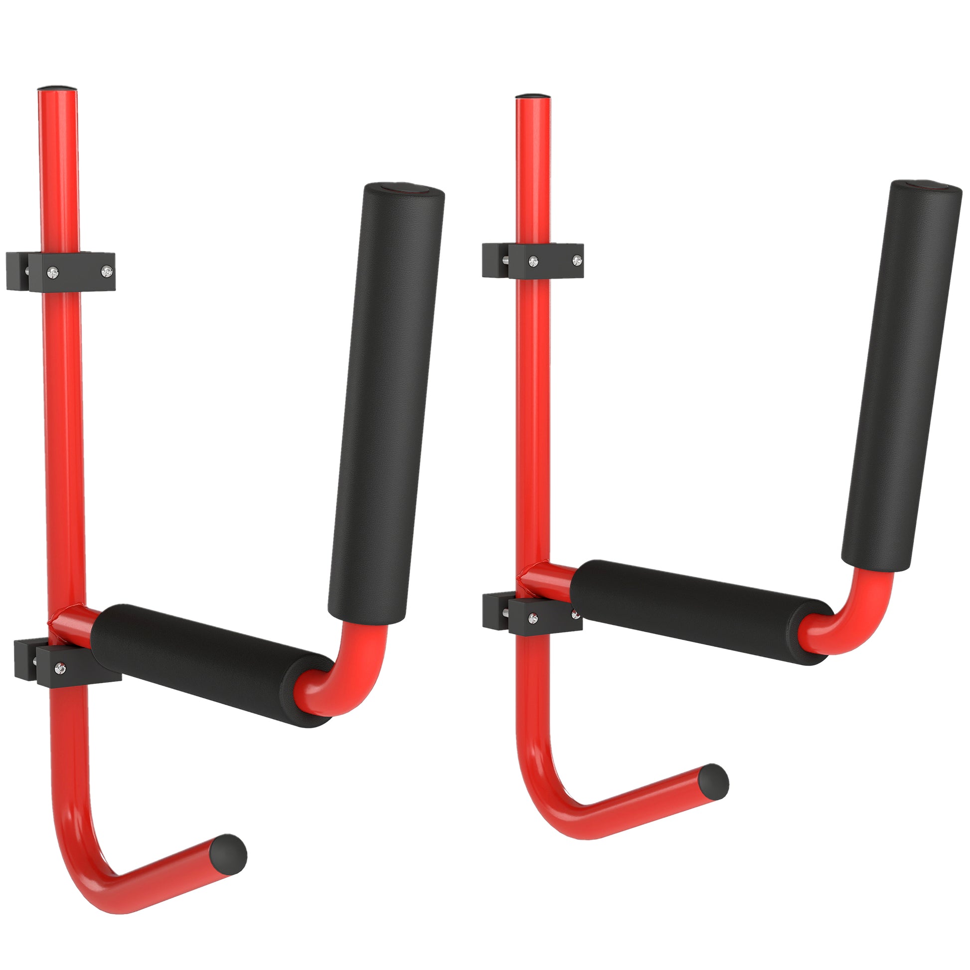 Photo of HOMCOM Kayak Canoe Heavy Duty Wall Mounted Storage Holder Rack Heavy Duty Storing Hangers Red in Red colour on a white background