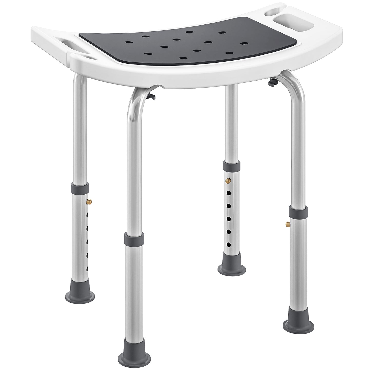 Photo of HOMCOM Shower Chair, Adjustable Height Shower Stool with Aluminium Frame and Non-Slip Feet, Bathtub Stool Seat with Padded Seat for Elderly Disabled Handicap, Grey in Grey colour on a white background
