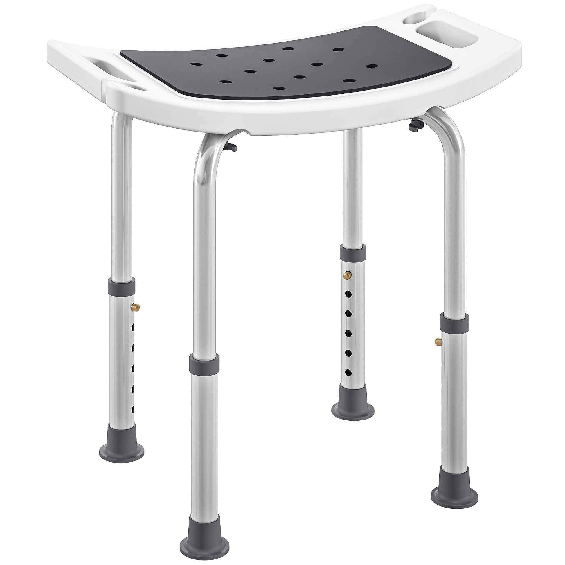 Photo of HOMCOM Shower Chair, Adjustable Height Shower Stool with Aluminium Frame and Non-Slip Feet, Bathtub Stool Seat with Padded Seat for Elderly Disabled Handicap, Grey in Grey colour on a white background