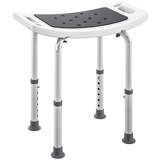 Photo of HOMCOM Shower Chair, Adjustable Height Shower Stool with Aluminium Frame and Non-Slip Feet, Bathtub Stool Seat with Padded Seat for Elderly Disabled Handicap, Grey in Grey colour on a white background