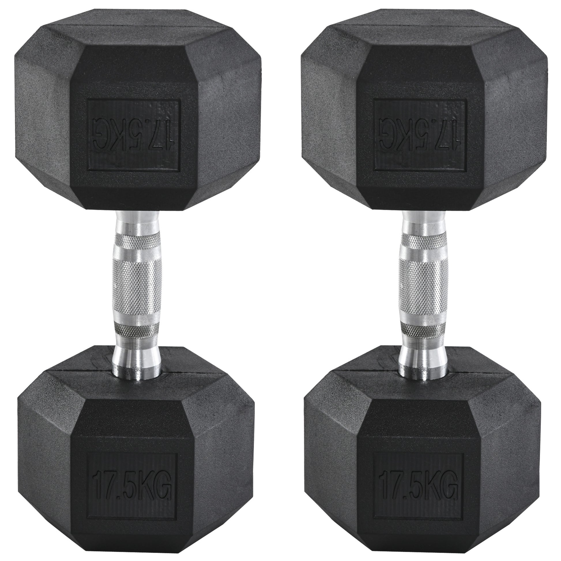 Photo of HOMCOM 2 x 17.5KG Rubber Hex Dumbbell Portable Hand Weights Dumbbell Home Gym Workout Fitness Hand Dumbbell in Dumbbell colour on a white background