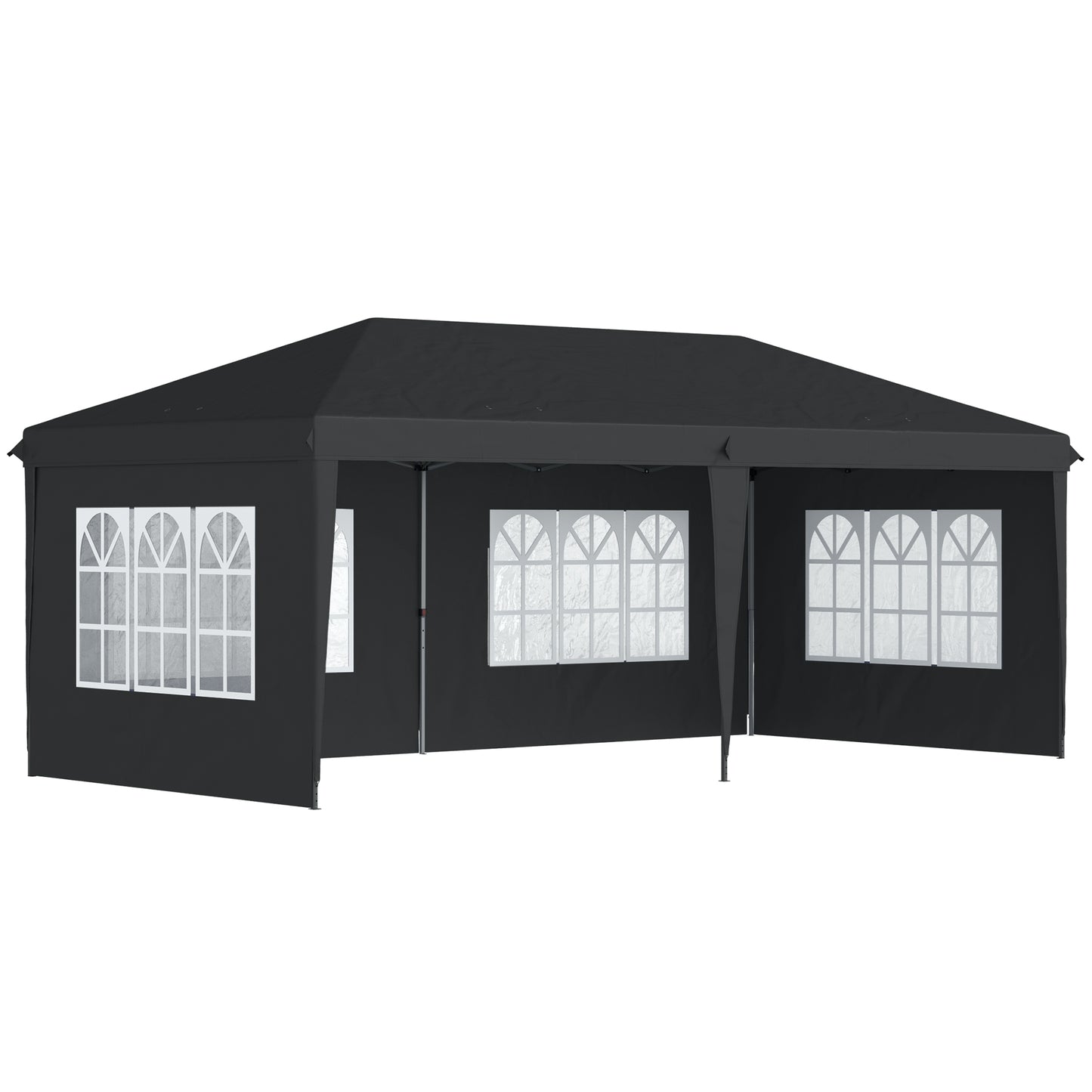 Photo of Outsunny 3 x 6m Pop-Up Gazebo, with Removable Walls - Black in Black colour on a white background