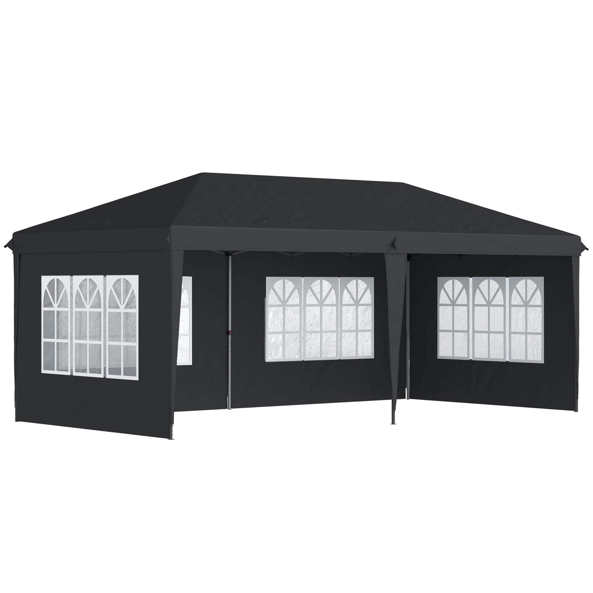 Photo of Outsunny 3 x 6m Pop-Up Gazebo, with Removable Walls - Black in Black colour on a white background