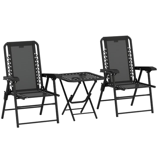 Photo of Outsunny Three-Piece Garden Table and Chair Set - Black in Black colour on a white background