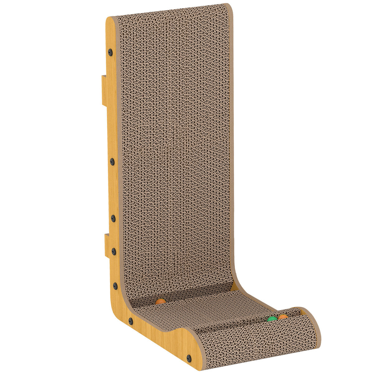 Photo of PawHut Cat Scratching Board Wall Mounted Cat Scratcher Corrugated 3 Toy Balls 39 x 23.5 x 57.5 cm Brown in Brown colour on a white background