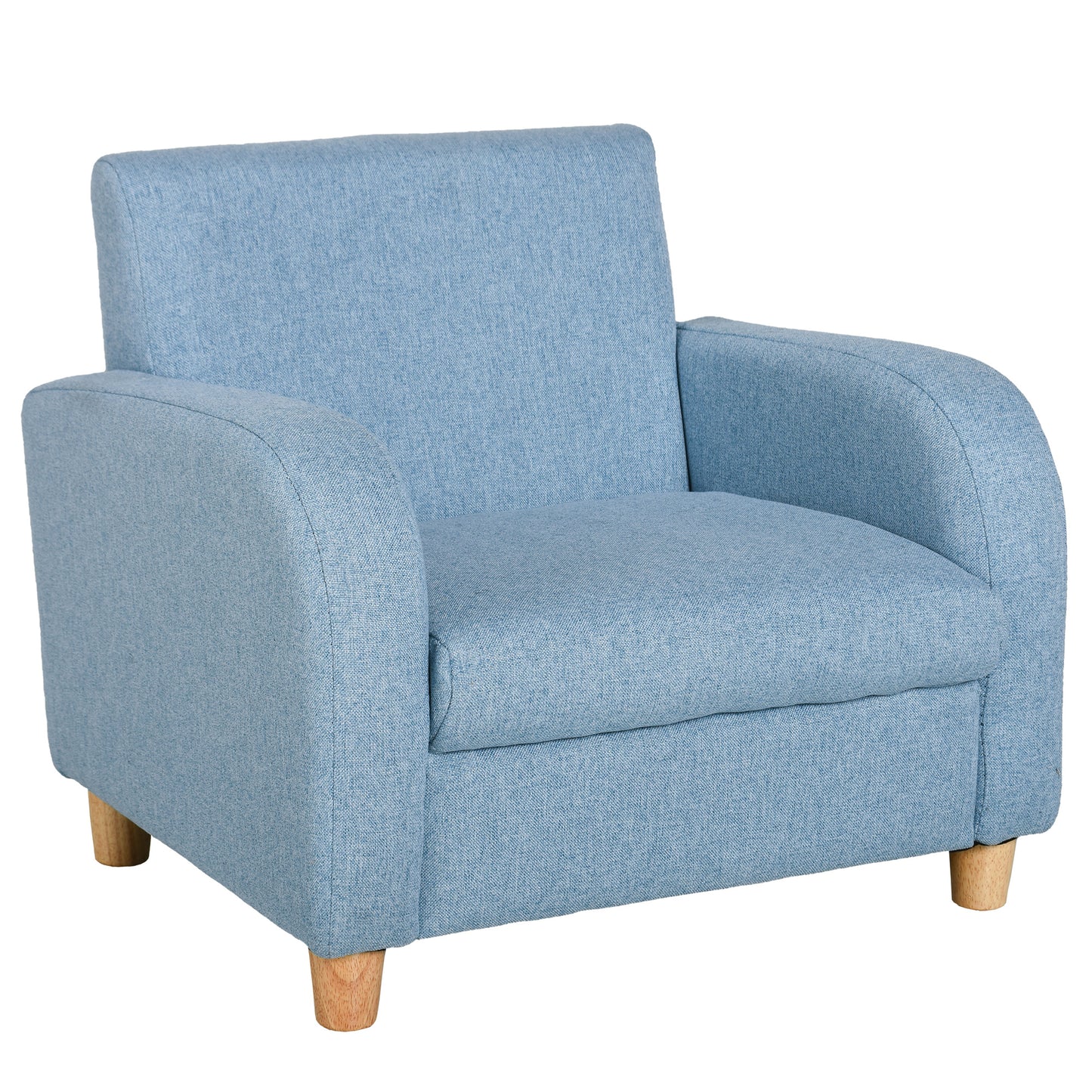 Photo of HOMCOM Children's Armchairs Toddler Chair Wood Frame Anti-Slip Legs High Back Bedroom Playroom Furniture Blue in Blue colour on a white background