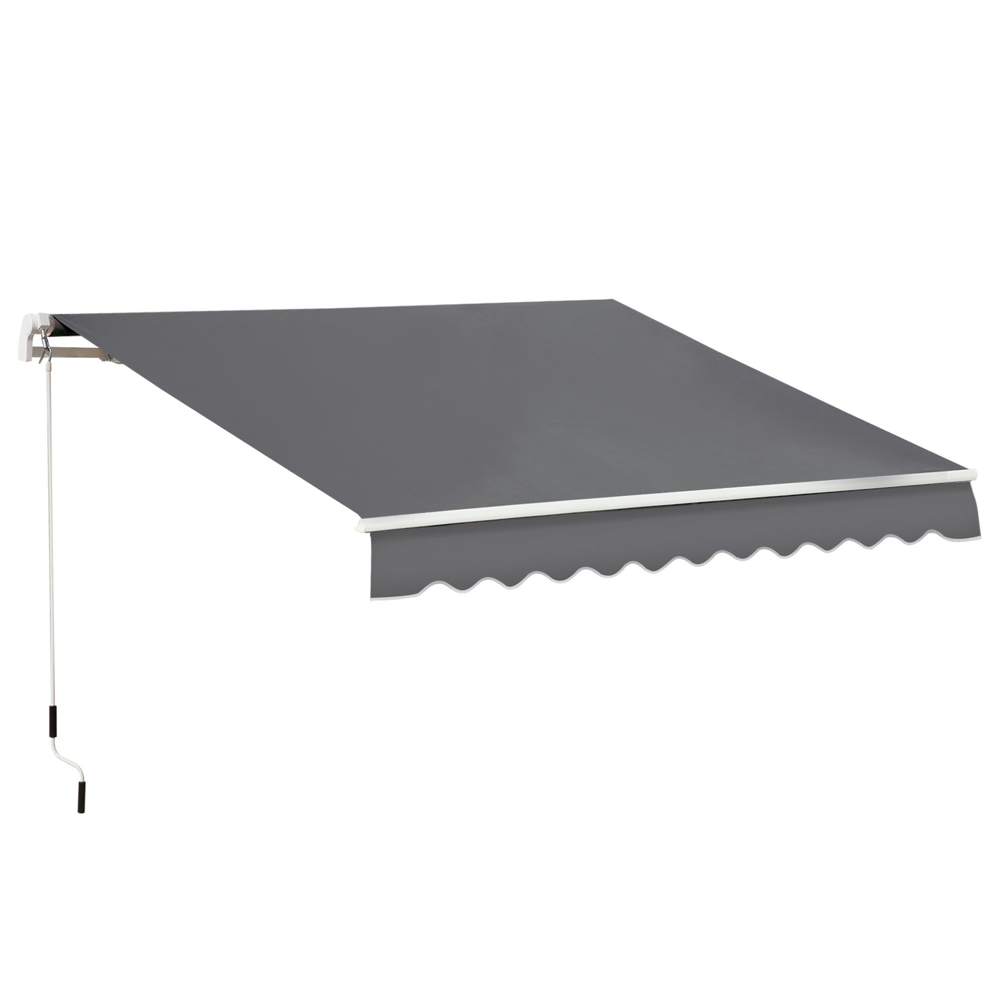 Photo of Outsunny 4x2.5m Manual Awning Window Door Sun Weather Shade w/ Handle Grey in Grey colour on a white background