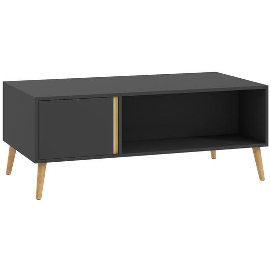 Photo of HOMCOM Coffee Table for Living Room, Modern Centre Table with Storage Compartments and Cabinets, Rectangular Side Table, 115x 58x 45cm, Grey in Grey colour on a white background
