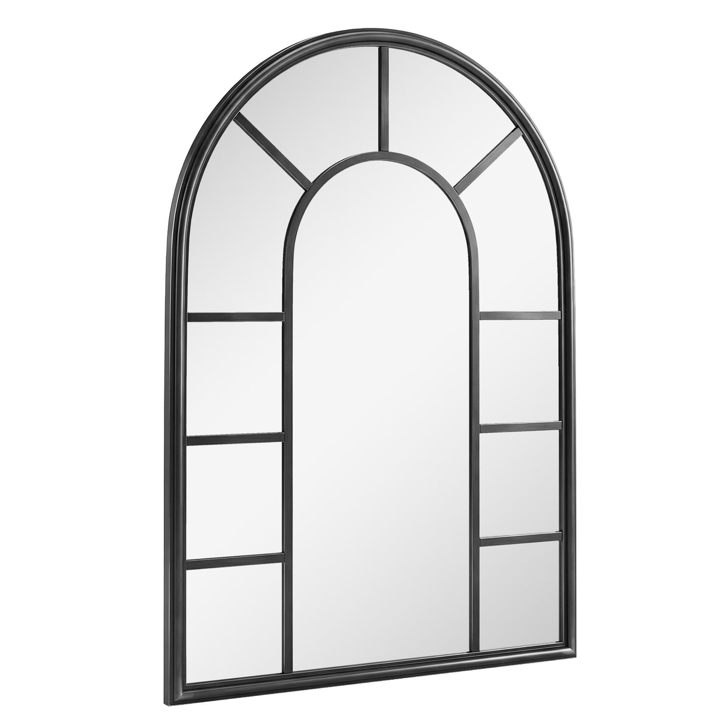 Photo of Outsunny Arched Mirror, Shatterproof Acrylic Windowpane Wall Mounted Mirror with Robust Metal Frame, 71 x 51 cm, Black in Black colour on a white background