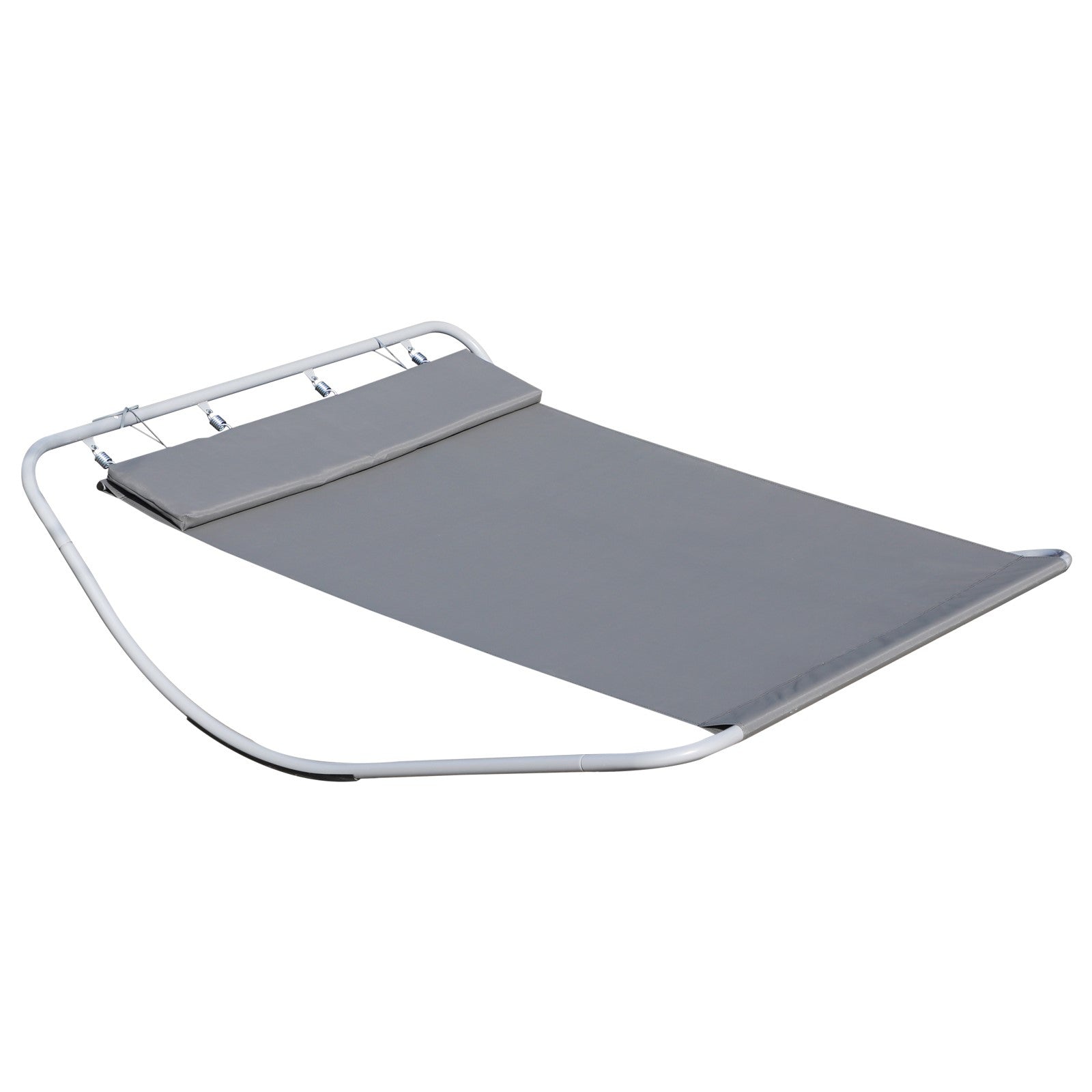 Photo of Outsunny Rocking Sun Lounger, Double Garden Lounger Sunbed with Headrest Pillows, Texteline Outdoor Rocking Chair Swing Hammock Daybed with Metal Frame for Patio, Terrace, 212 x 175 x 60 cm, Grey in Grey colour on a white background