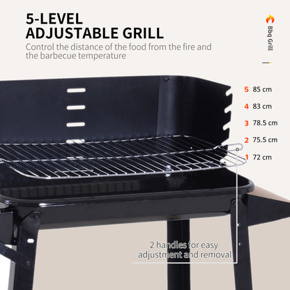 Outsunny barbecue grill with five-level adjustable cooking grate