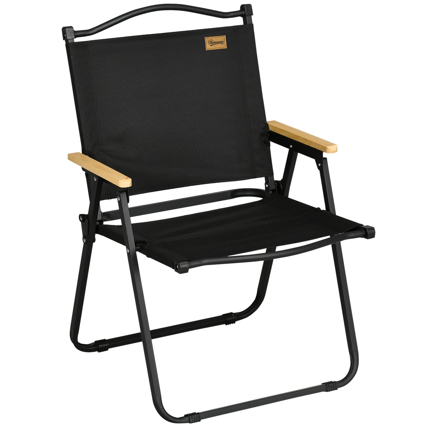 Photo of Outsunny Camping Chair for Adults, Lightweight Folding Chair, Portable Chair for Camping, Fishing, Beach and Outdoor Travel, Black in Black colour on a white background