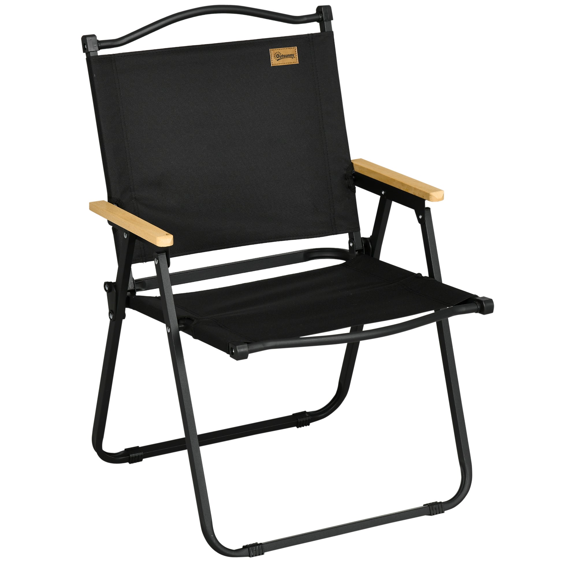 Photo of Outsunny Camping Chair for Adults, Lightweight Folding Chair, Portable Chair for Camping, Fishing, Beach and Outdoor Travel, Black in Black colour on a white background