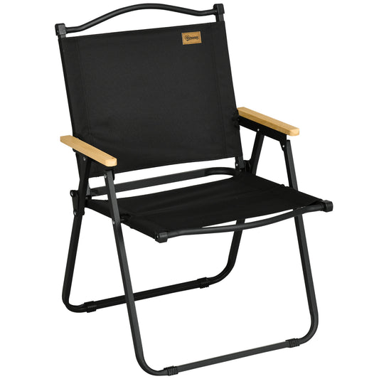 Photo of Outsunny Camping Chair for Adults, Lightweight Folding Chair, Portable Chair for Camping, Fishing, Beach and Outdoor Travel, Black in Black colour on a white background