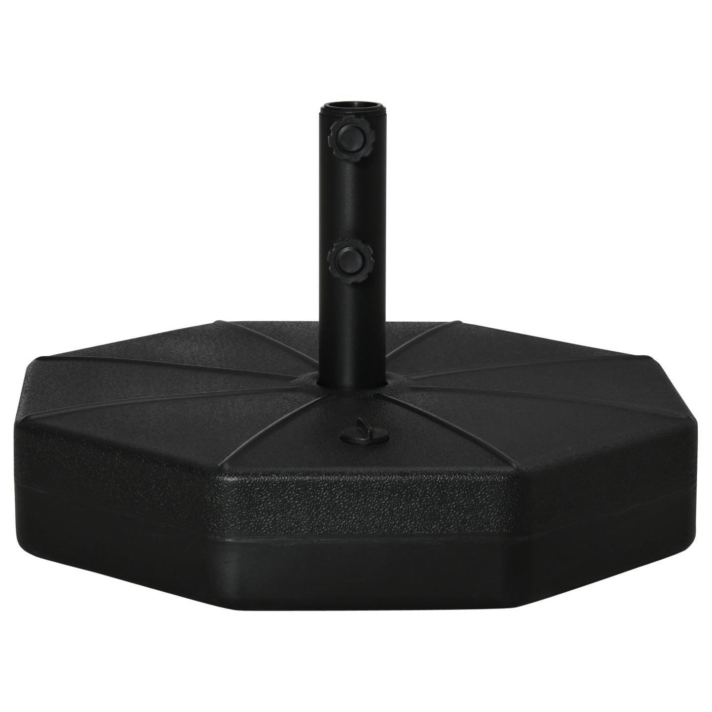 Photo of Outsunny Octagonal Garden Parasol Base Holder Outdoor Market Umbrella Stand Weights, Up to 28kg Water Filled or 40kg Sand Filled, Black in Black colour on a white background