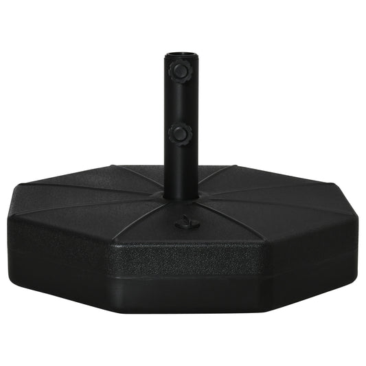 Photo of Outsunny Octagonal Garden Parasol Base Holder Outdoor Market Umbrella Stand Weights, Up to 28kg Water Filled or 40kg Sand Filled, Black in Black colour on a white background
