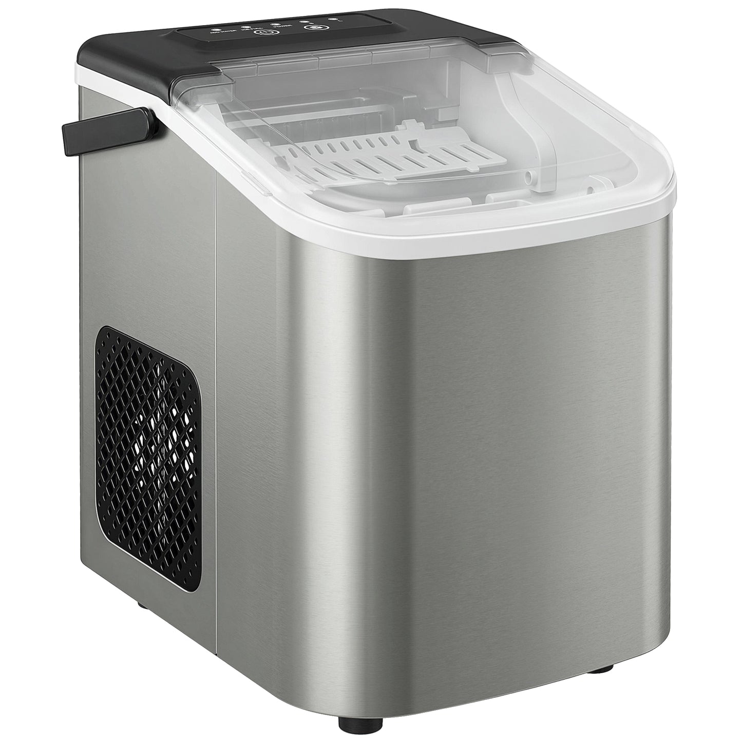 Photo of HOMCOM Ice Maker Machine Countertop, 9 Cubes Ready in 7 Mins, 12 KG in 24Hrs, 2 Sizes of Bullet, Self-Cleaning Ice Machine with Portable Handle, Scoop and Basket for Home Kitchen Office RV in RV colour on a white background