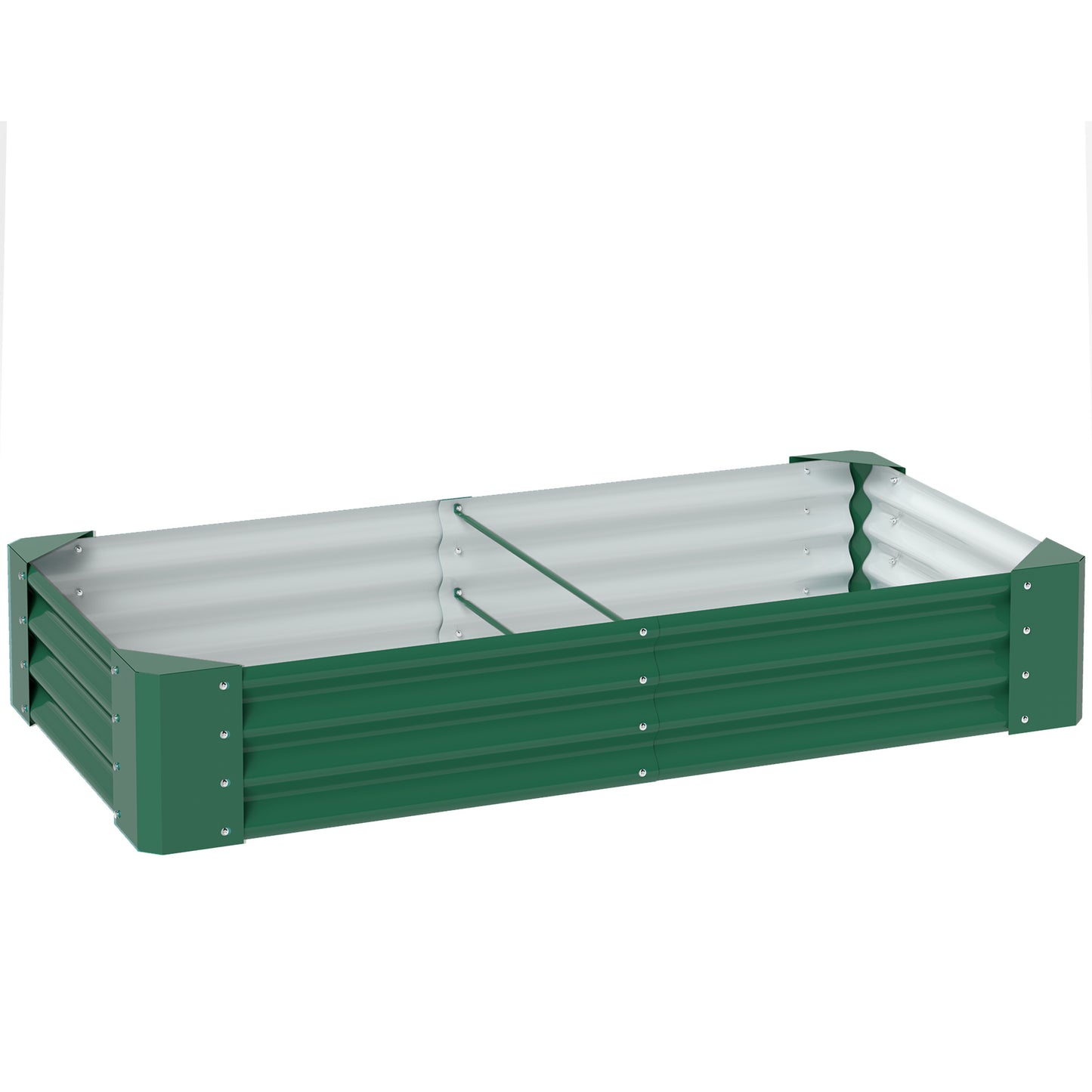 Photo of Outsunny 180 x 90cm Galvanised Steel Open Planter - Green in Green colour on a white background