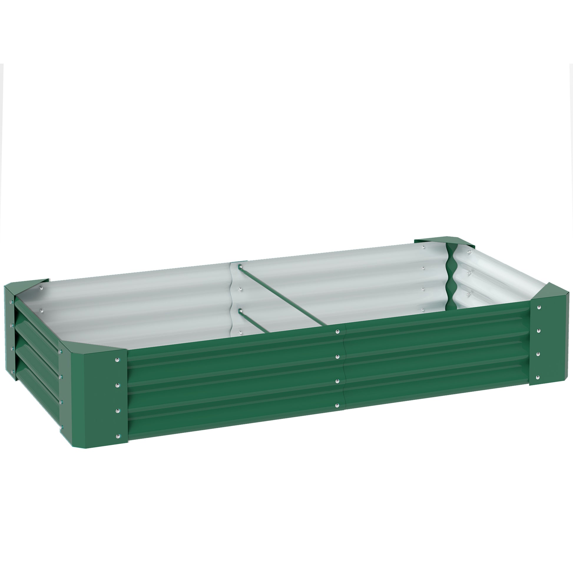 Photo of Outsunny 180 x 90cm Galvanised Steel Open Planter - Green in Green colour on a white background