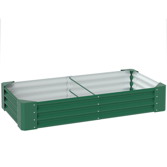 Photo of Outsunny 180 x 90cm Galvanised Steel Open Planter - Green in Green colour on a white background