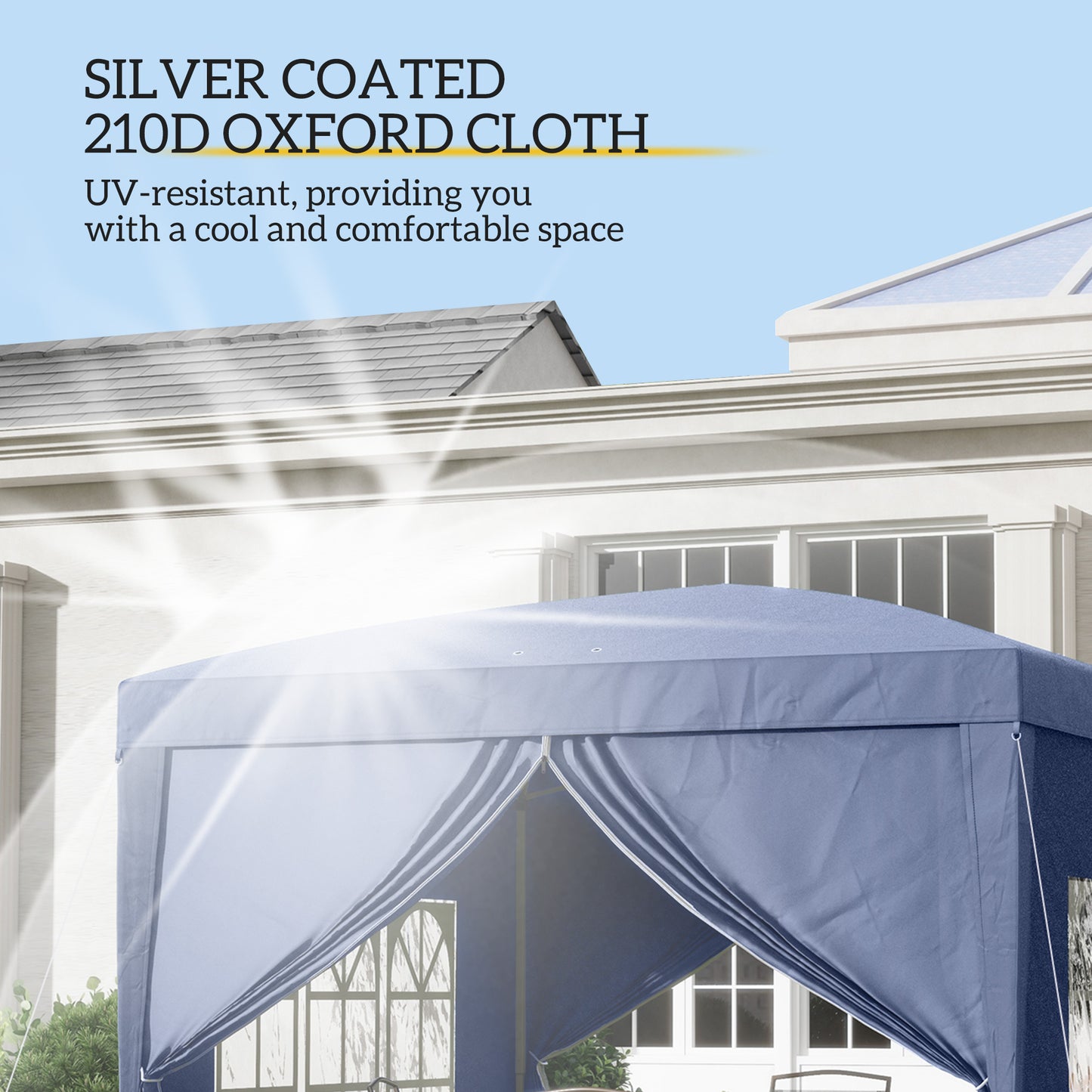 Outsunny 3x3(m) Pop-Up Gazebo, with Curtain Walls and Windows, Blue