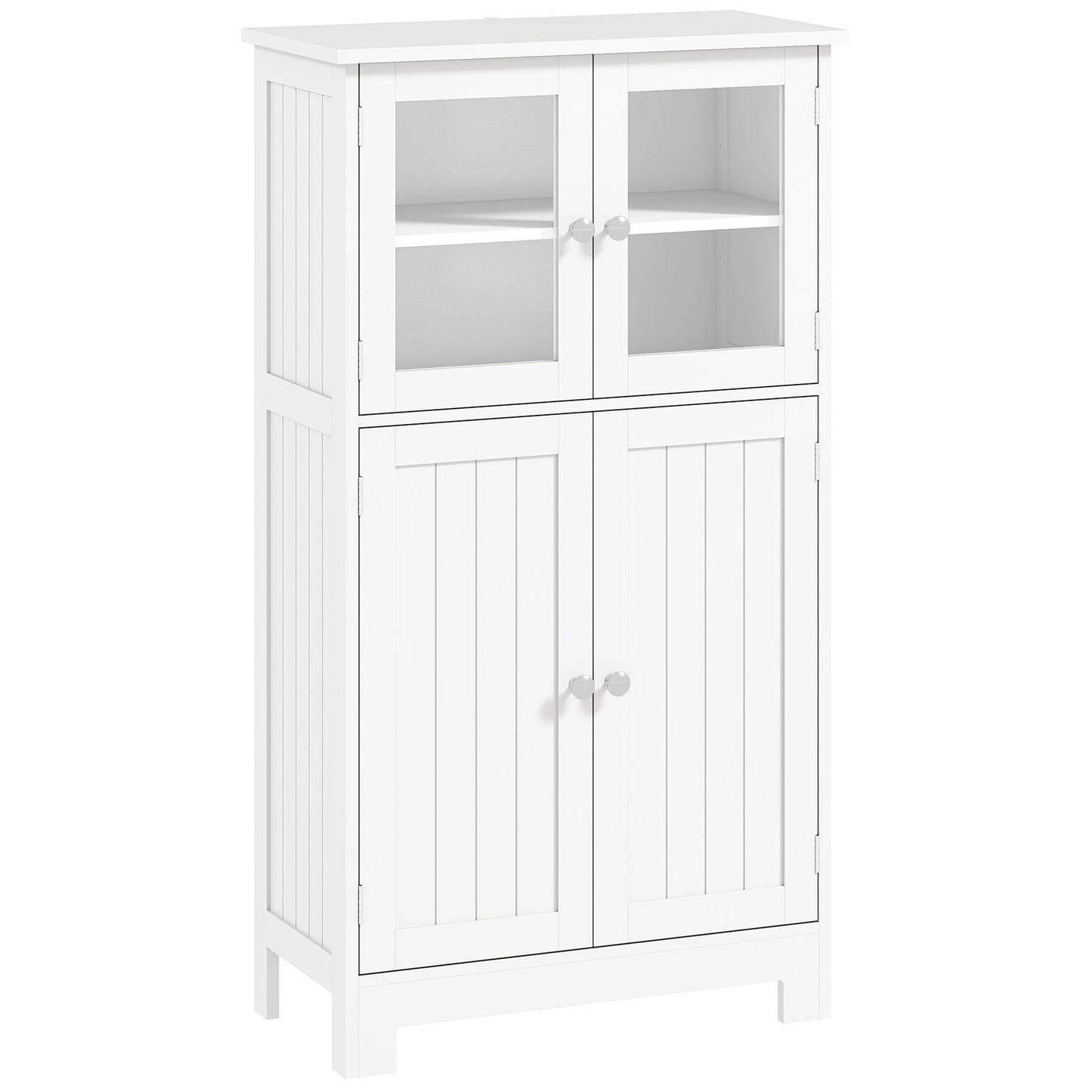 Photo of kleankin Bathroom Floor Cabinet, Freestanding Kitchen Cupboard with 2 Drawers, Adjustable Shelves and Tempered Glass Door, Wooden  Storage Unit for Living Room Kitchen Hallway in Hallway colour on a white background