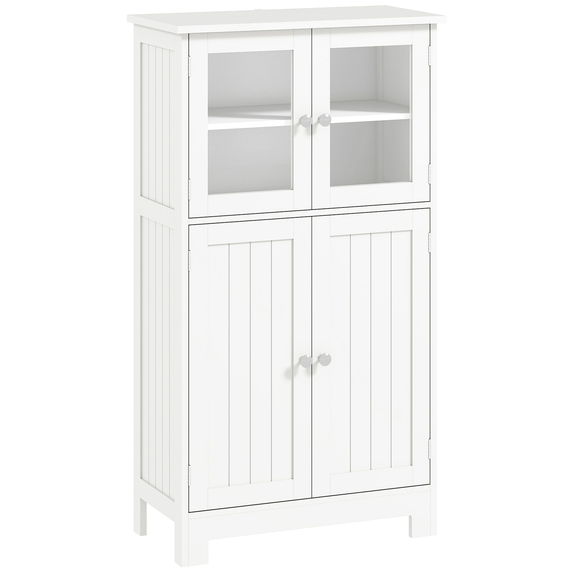 Photo of kleankin Bathroom Floor Cabinet, Freestanding Kitchen Cupboard with 2 Drawers, Adjustable Shelves and Tempered Glass Door, Wooden  Storage Unit for Living Room Kitchen Hallway in Hallway colour on a white background