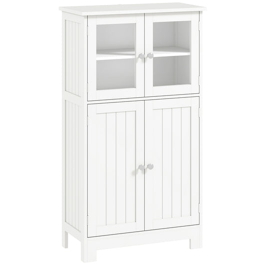 Photo of kleankin Bathroom Floor Cabinet, Freestanding Kitchen Cupboard with 2 Drawers, Adjustable Shelves and Tempered Glass Door, Wooden  Storage Unit for Living Room Kitchen Hallway in Hallway colour on a white background