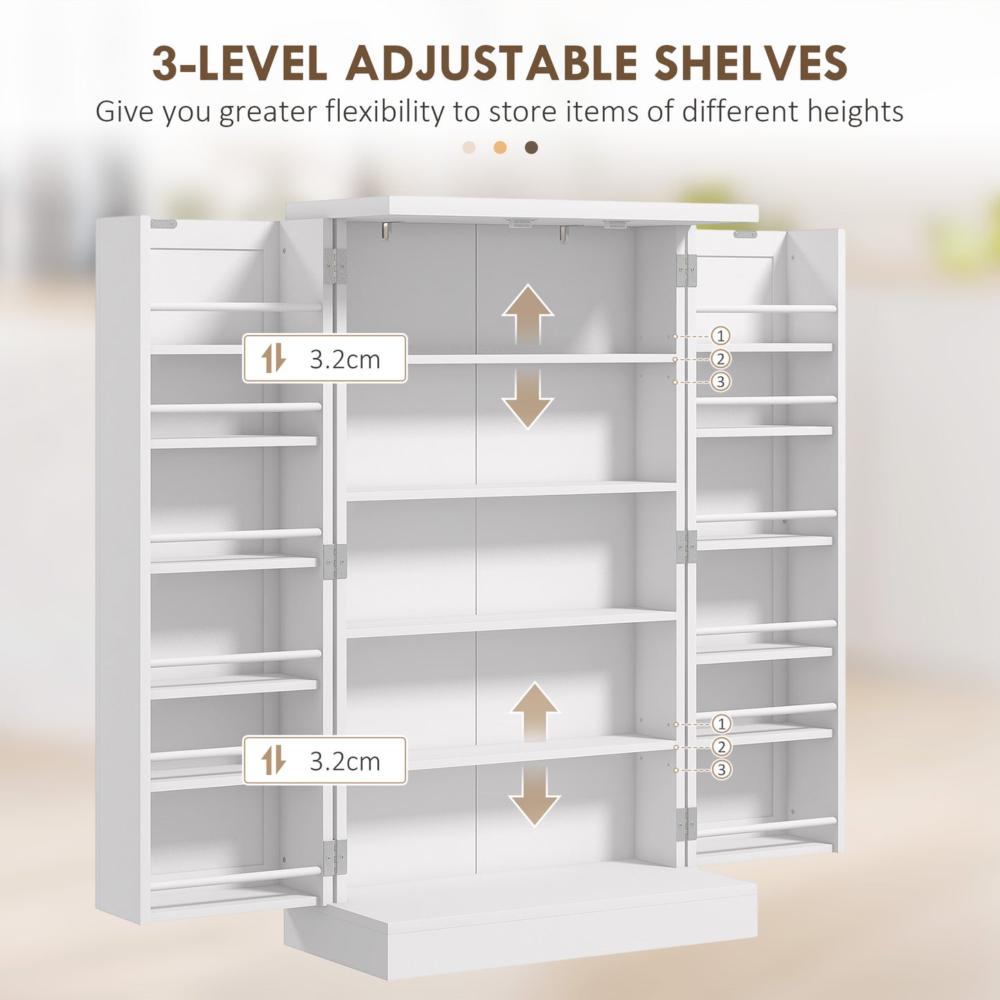 HOMCOM Kitchen Cupboard 6-tier Door Racks Freestanding Multi-Storage with Adjustable Shelves, White
