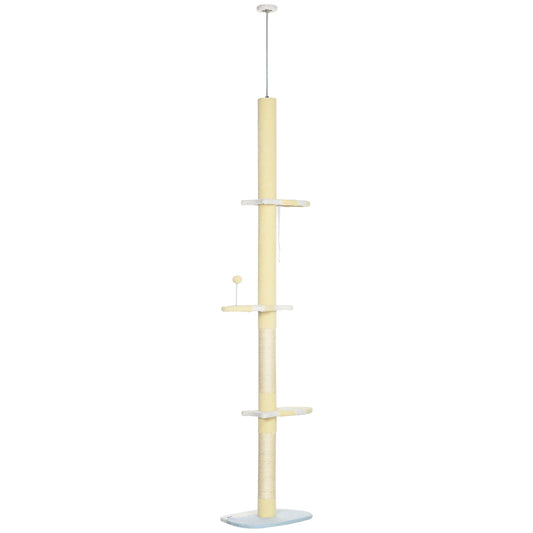 Photo of PawHut 260cm Adjustable Floor-To-Ceiling Cat Tree w/ Anti-Tipping Kit, Toy Ball in Ball colour on a white background