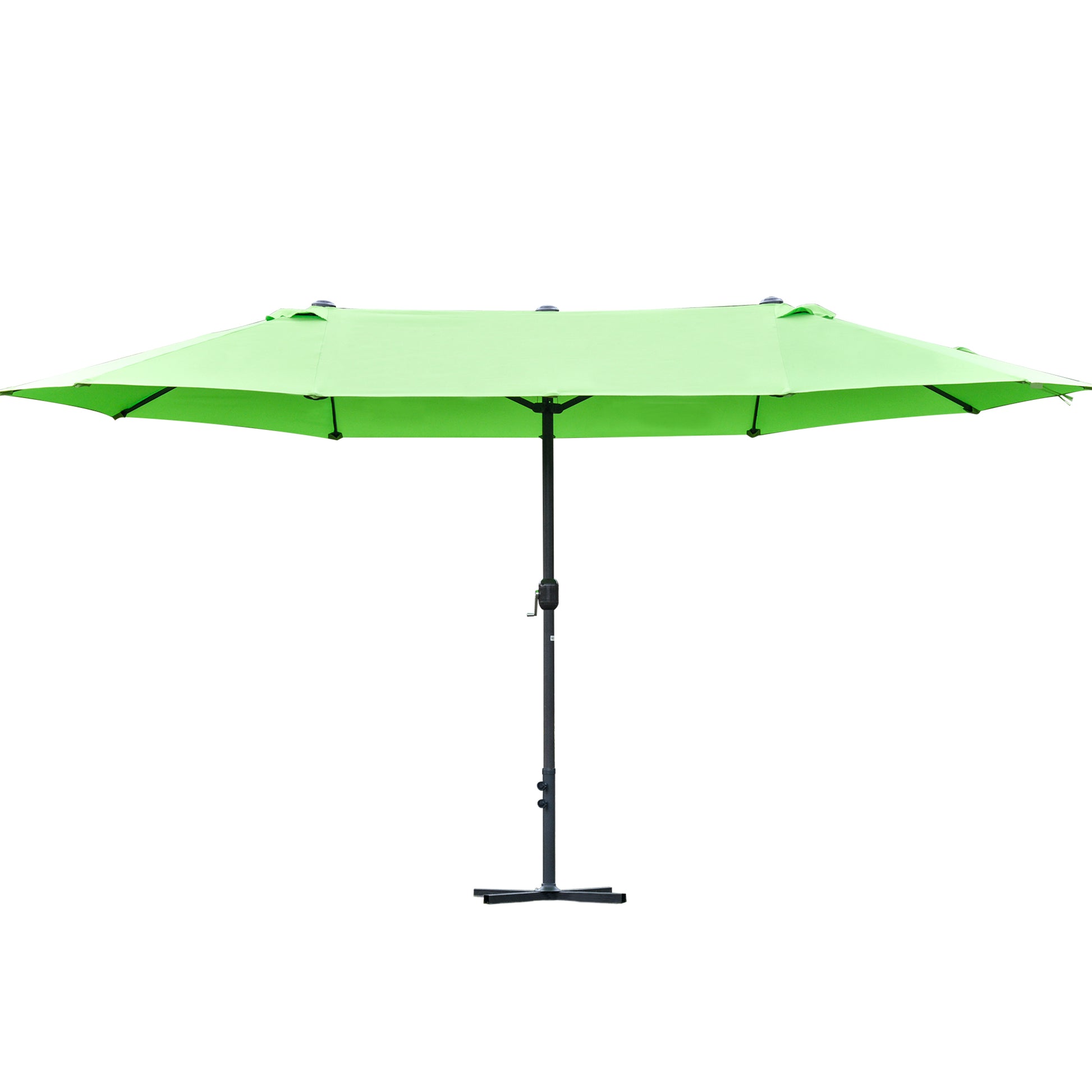 Photo of Outsunny 4.6M Sun Umbrella Canopy Double-sided Crank Sun Shade w/ Cross Base Green in Green colour on a white background