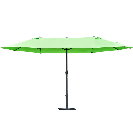 Photo of Outsunny 4.6M Sun Umbrella Canopy Double-sided Crank Sun Shade w/ Cross Base Green in Green colour on a white background