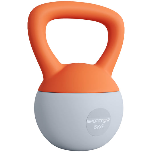 Photo of SPORTNOW 6KG Soft Kettlebell with Non-Slip Handle, for Home Gym, Weight Lifting, Strength Training, Orange/Grey in Orange/Grey colour on a white background