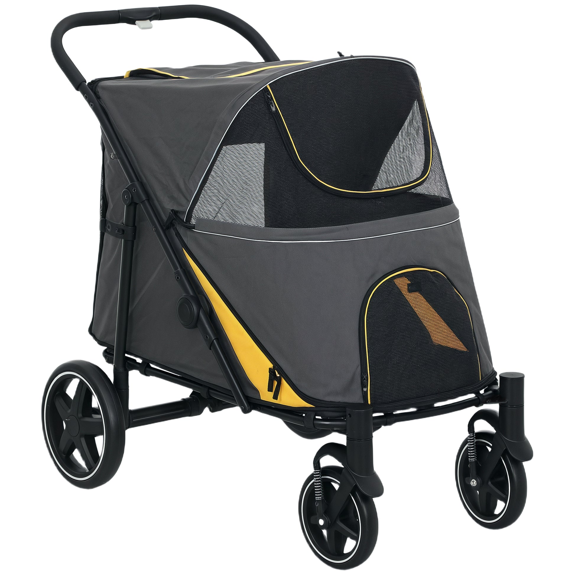 Photo of PawHut Foldable Pet Stroller, with Universal Wheels, Shock Absorber, for Medium and Large Dogs - Grey in Grey colour on a white background