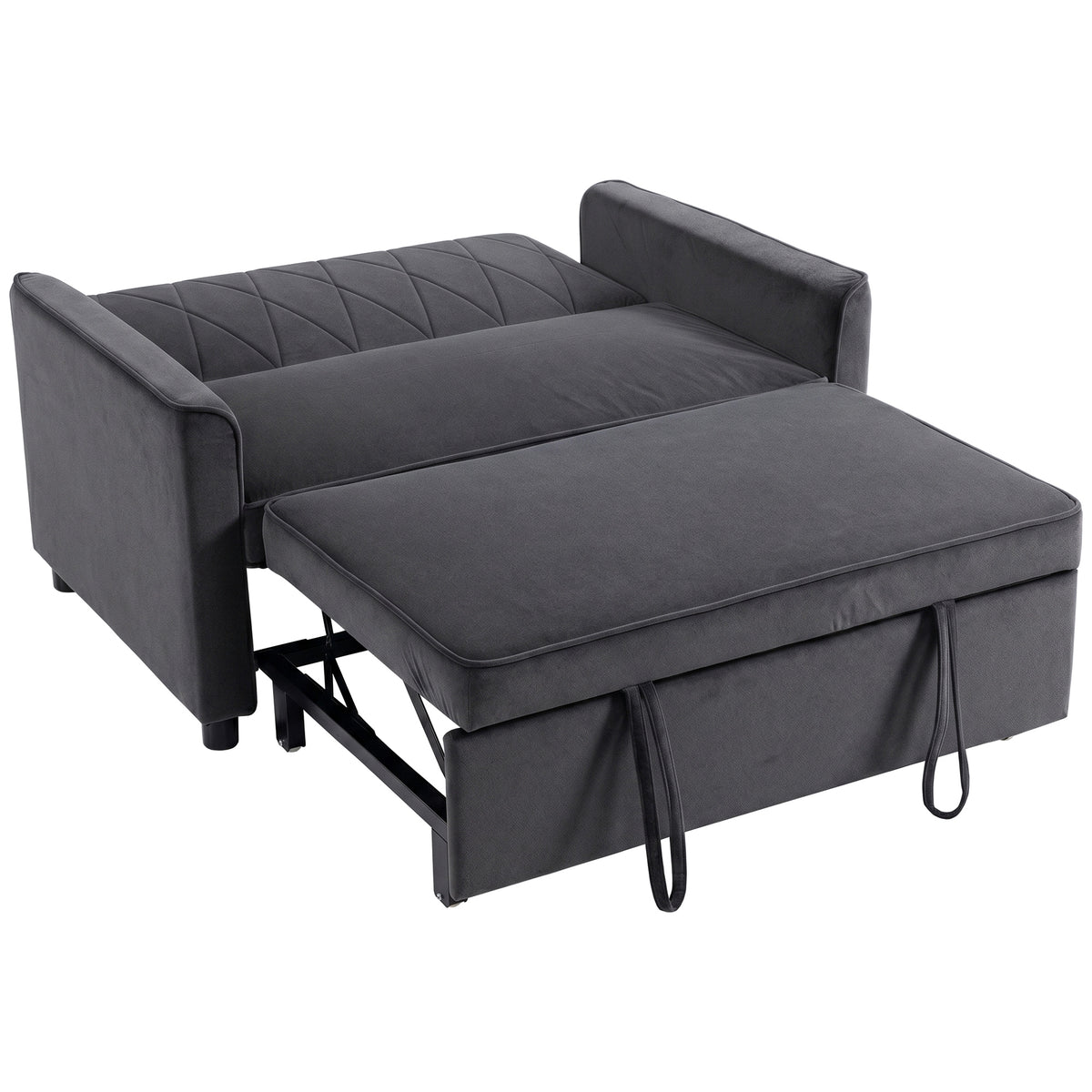 Photo of HOMCOM 2 Seater Sofa Bed, 3-in-1 Convertible Pull Out Sleeper Sofa with Click-Clack Adjustable Backrest, Dark Grey in Grey colour on a white background